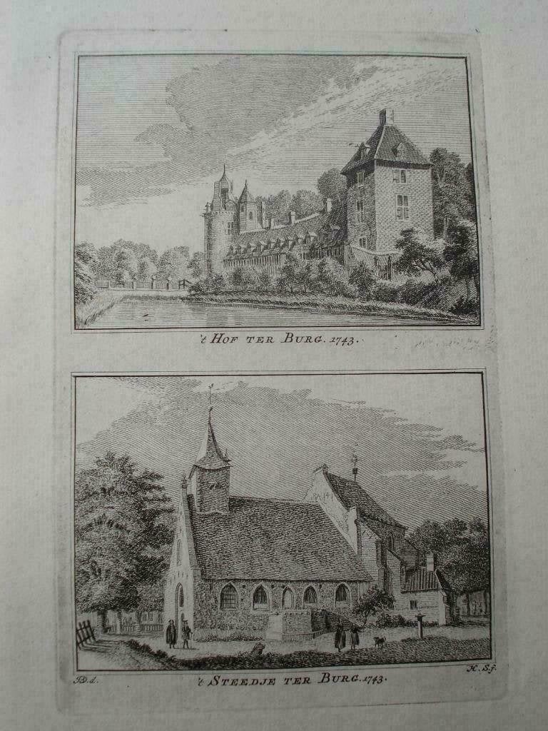 A73-74 / Ter Burg het Hof  Kopergravure  1745, Ophalen of Verzenden