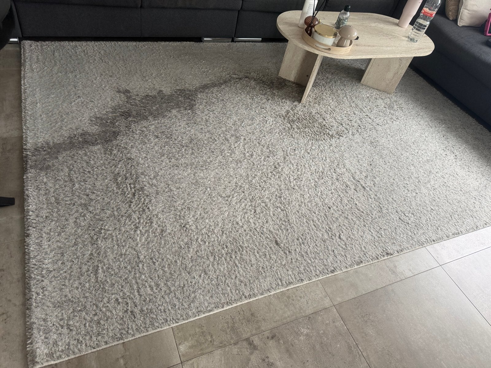 Groot beige creme vloerkleed, hoogpolig en comfortabel, Gebruikt, 200 cm of meer, Ophalen of Verzenden, 200 cm of meer