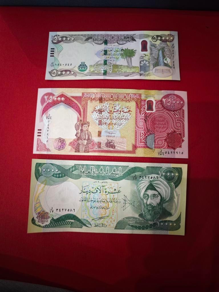 Set van 3 Iraakse Dinar bankbiljetten unc (50k, 25k, 10k), Postzegels en Munten, Bankbiljetten | Azië, Ophalen of Verzenden, Midden-Oosten