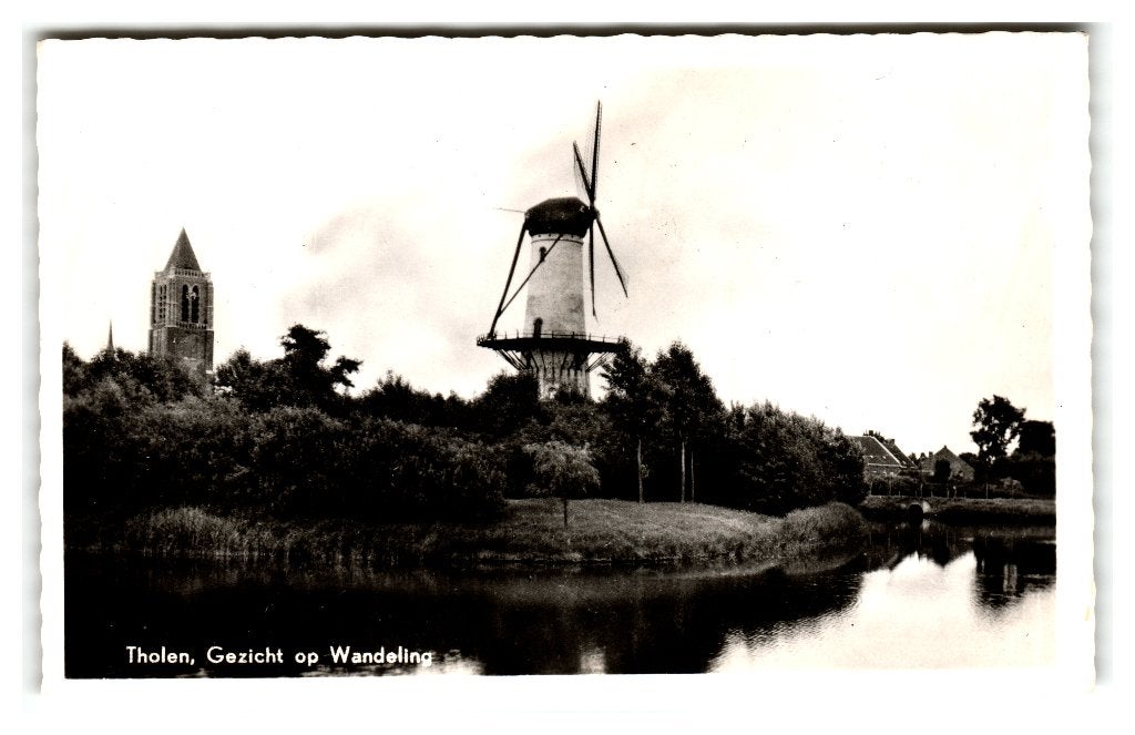 Tholen, Gezicht op Wandeling (met molen), Verzenden, 1960 tot 1980, Ongelopen, Zeeland