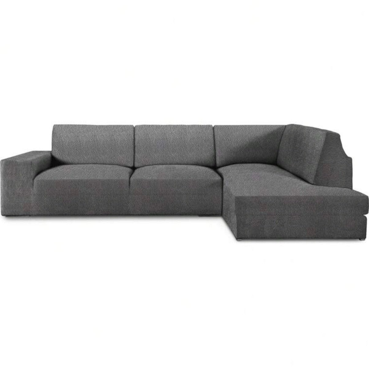 Hoekbank met chaise longue - Grijs/Beige, Hoekbank, 300 cm of meer, 75 tot 100 cm, Ophalen of Verzenden