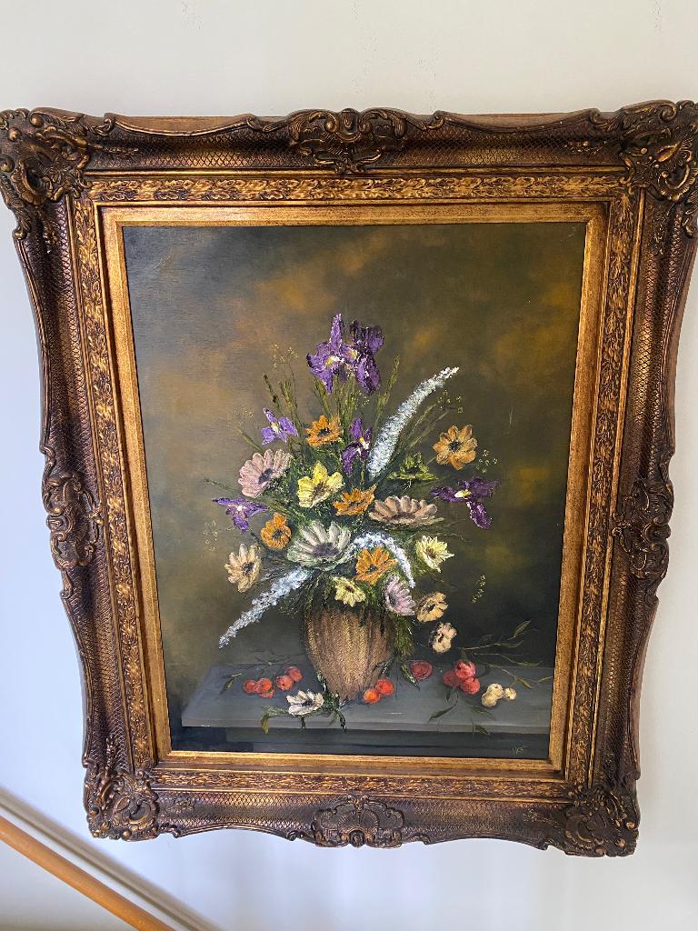 Groot bloemen schilderij, Antiek en Kunst, Ophalen