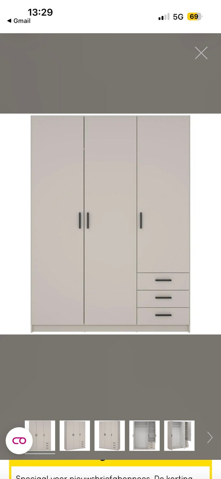 Kledingkast, Huis en Inrichting, Ophalen, Zo goed als nieuw, 50 tot 75 cm, 150 tot 200 cm