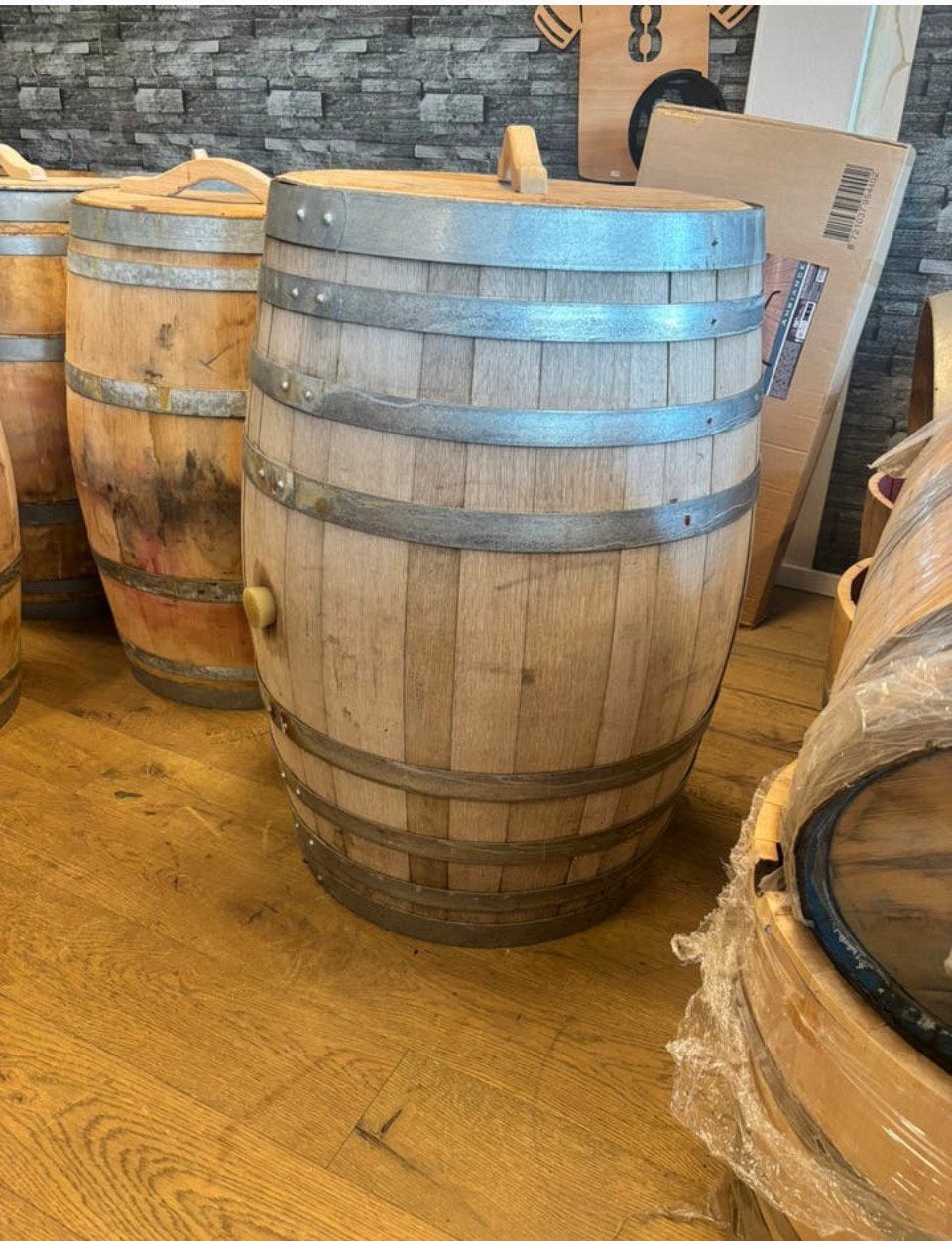 Houten regenton / wijnvat 300 liter, Tuin en Terras, Regentonnen, Zo goed als nieuw, Hout, 150 liter of meer, Ophalen