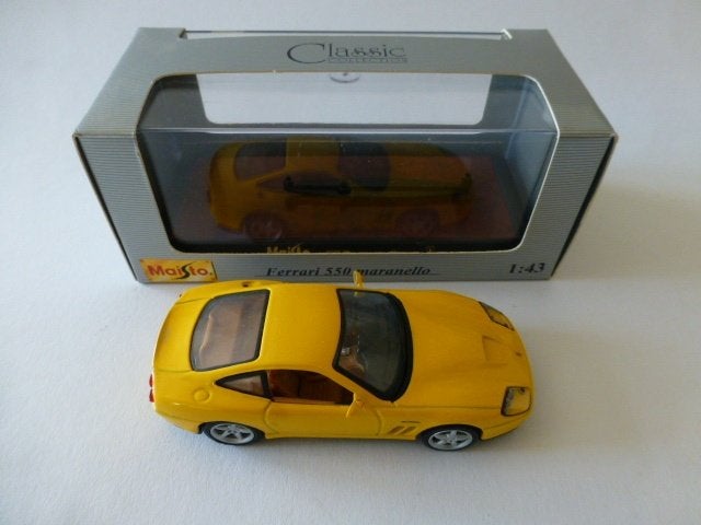 Maisto Ferrari 550 Maranello 1996 geel, Ophalen of Verzenden, Zo goed als nieuw, Auto, Overige merken