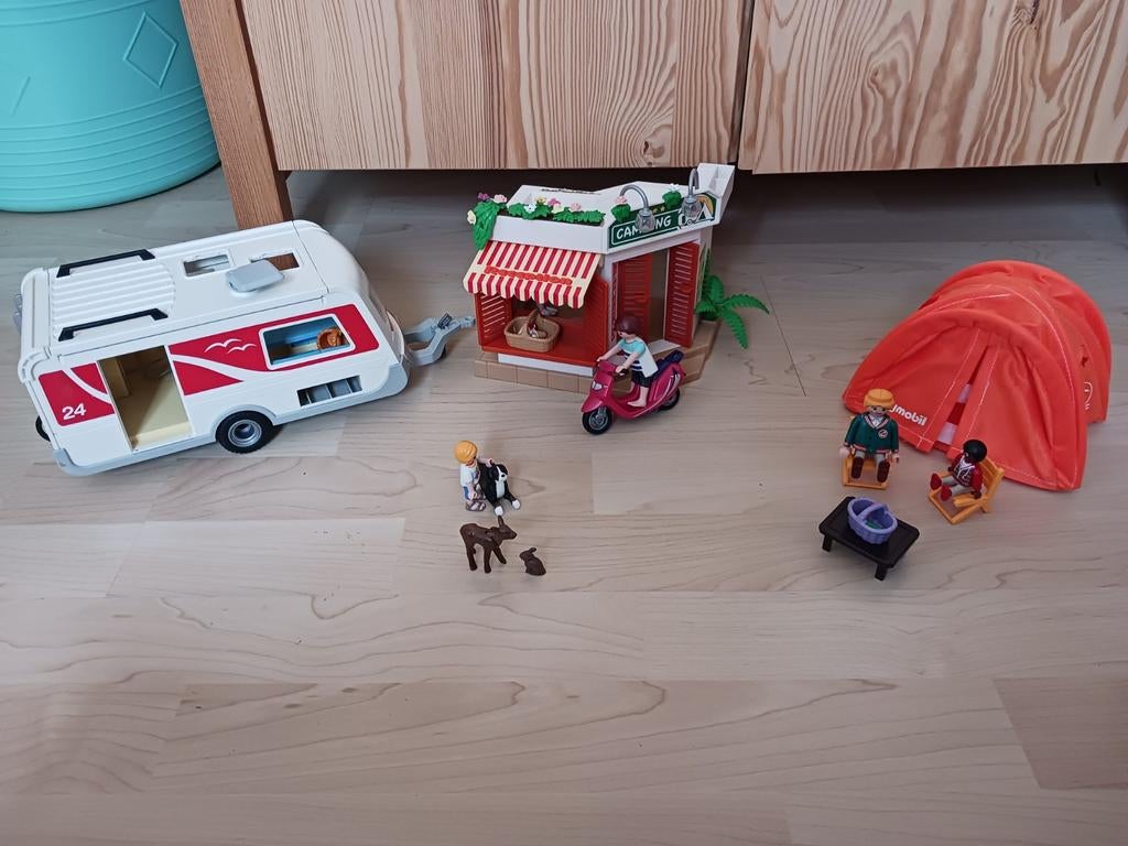 Playmobil Campingset (Caravan, Receptie & Tent) – Ook los, Ophalen, Gebruikt, Complete set