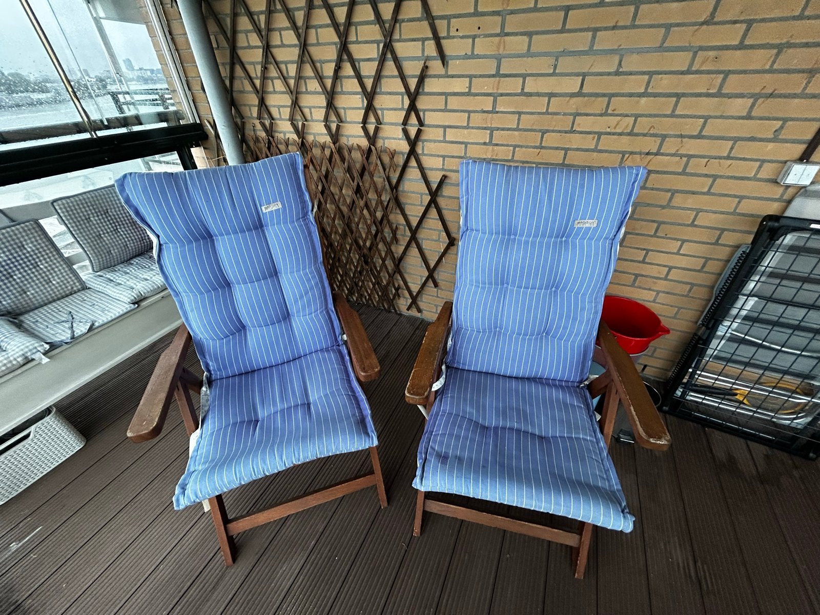 Twee teakhouten verstelbare tuinstoelen, Ophalen, Gebruikt, Hout, Inklapbaar