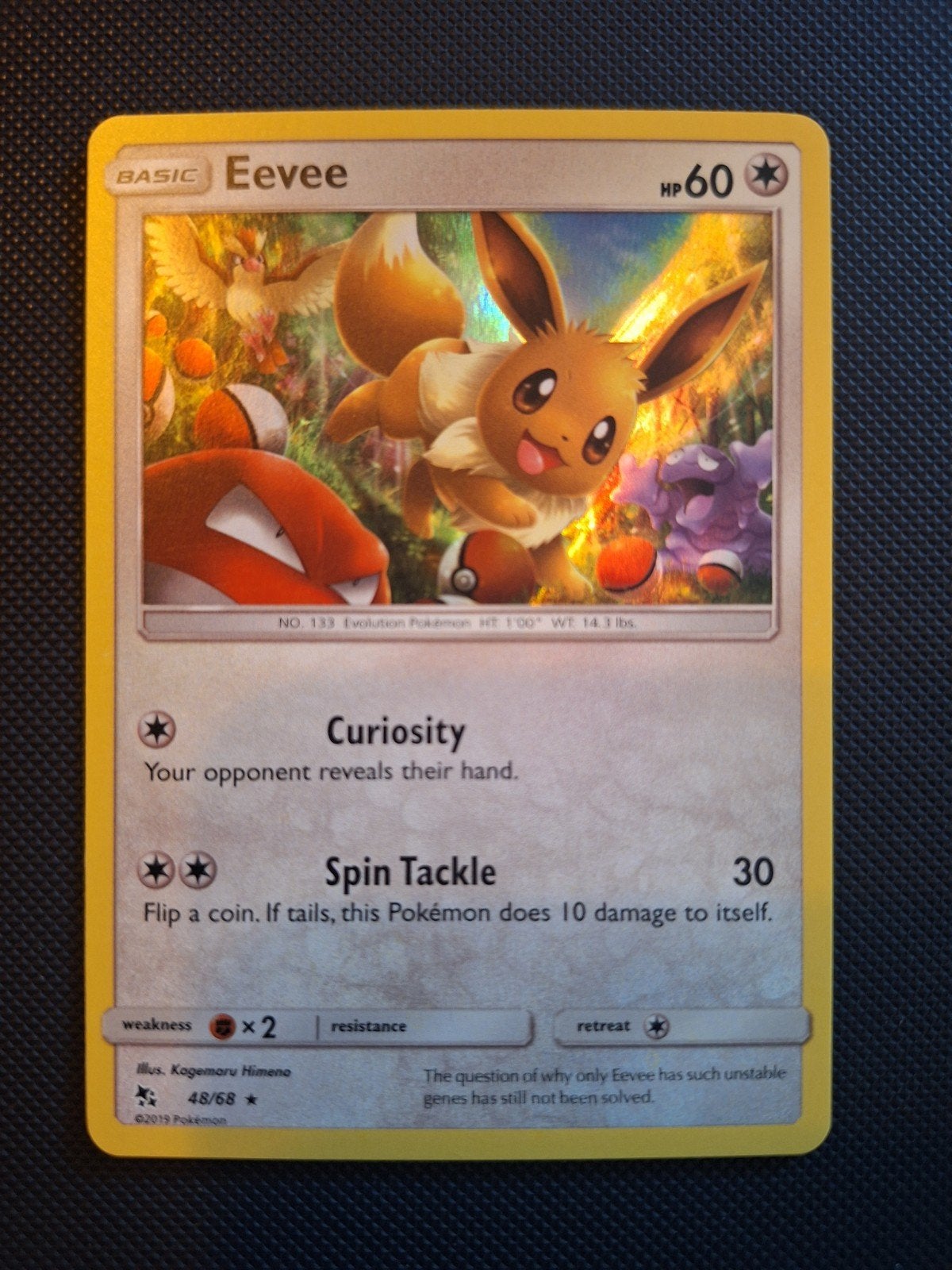 Pokémon Eevee holo 48/68 rare, Ophalen of Verzenden, Zo goed als nieuw, Losse kaart, Foil