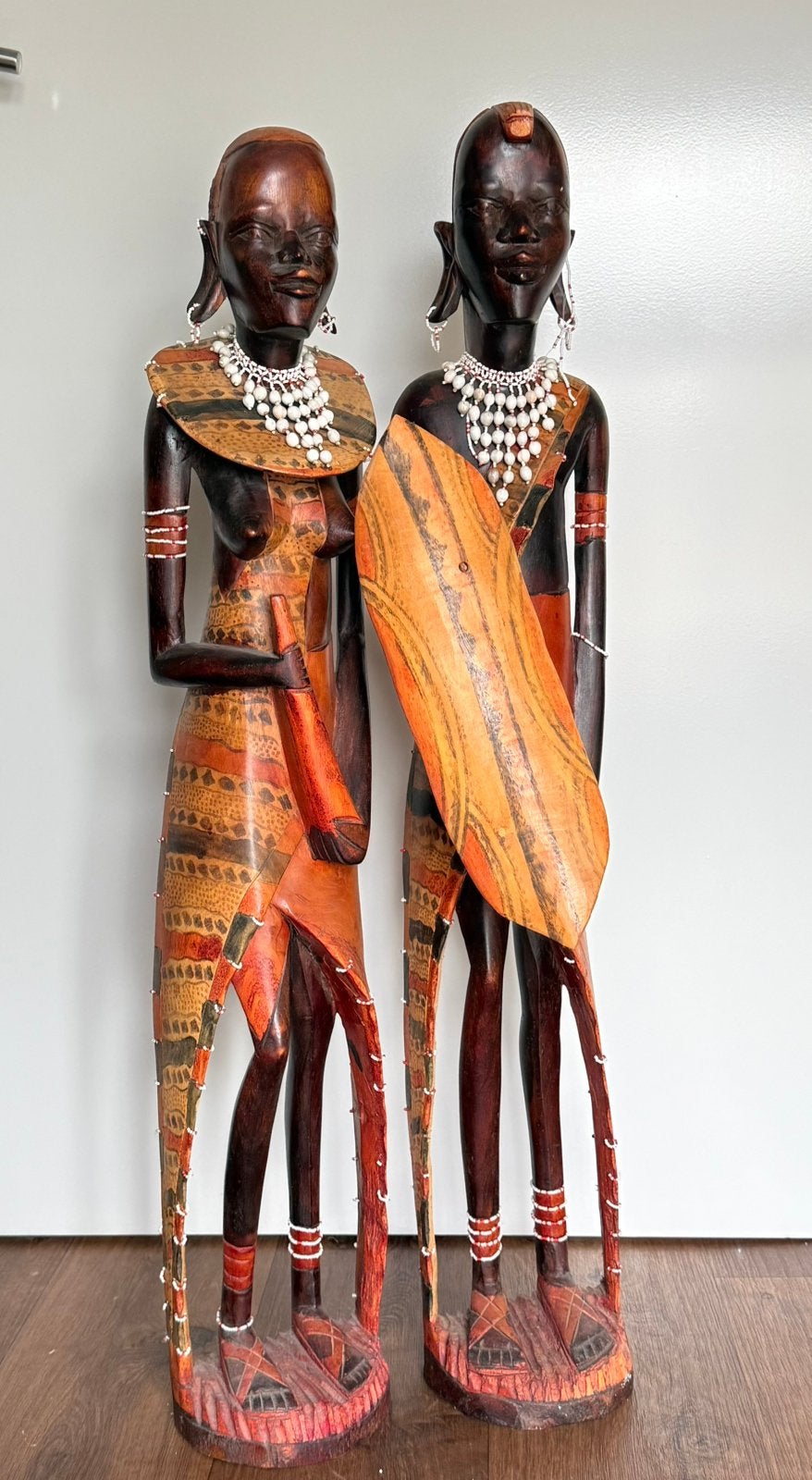 Houtsnijwerk Masai man/vrouw, Ophalen, 50 - 100 cm, Handgemaakt, Hout