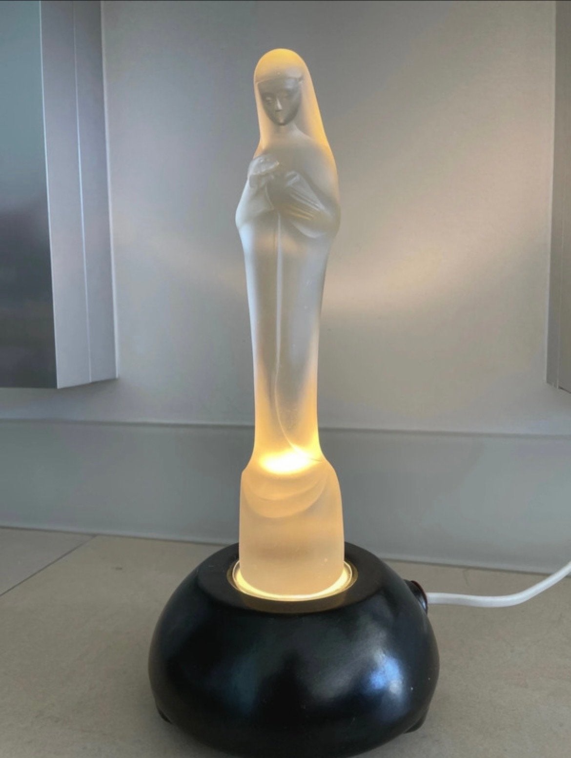 Art Deco Glazen Madonna met Kind Leerdam 1929 Stef Uiterwaal, Ophalen of Verzenden
