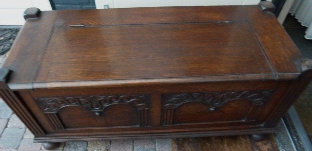 antieke dekenkist met klep 95x38x46, Ophalen
