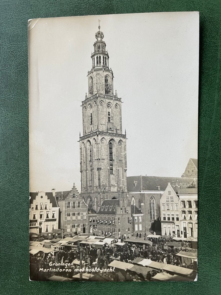 Newo fotokaart van Groningen, Martinitoren met hoofdwacht., Verzenden, 1920 tot 1940, Groningen