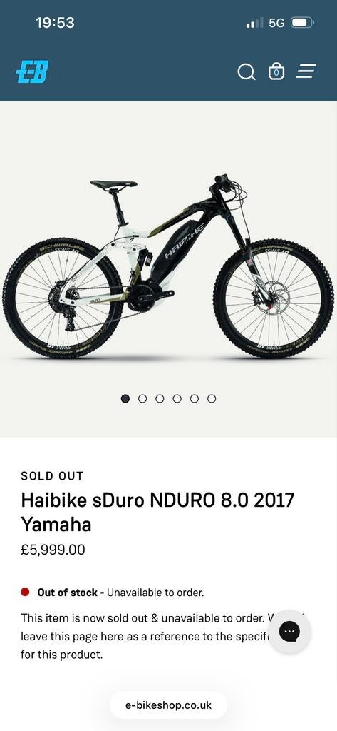 Haibike Sduro Nduro 8.0 - Nieuwe accu, Sram XO, Magura MT7, Ophalen, Gebruikt, Overige merken