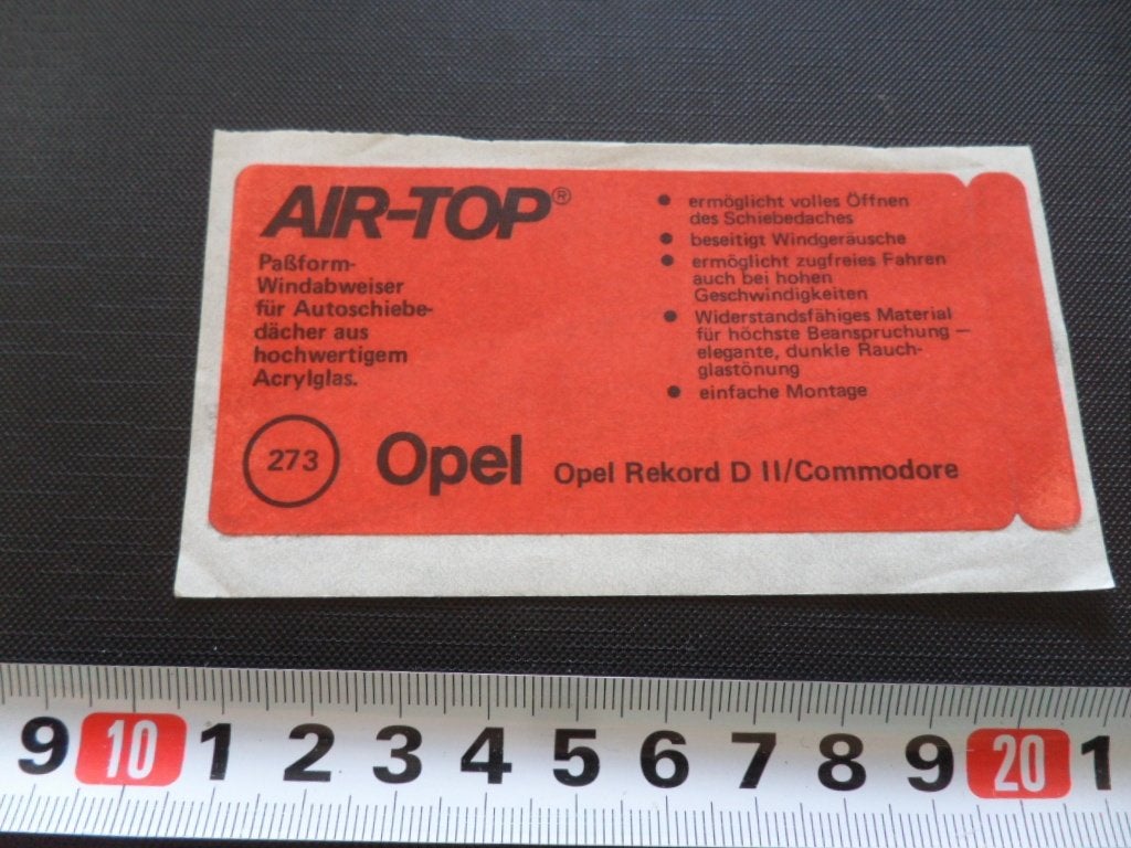 sticker OPEL air-top paßform windabweiser rekord  commodore, Verzamelen, Ophalen, Zo goed als nieuw