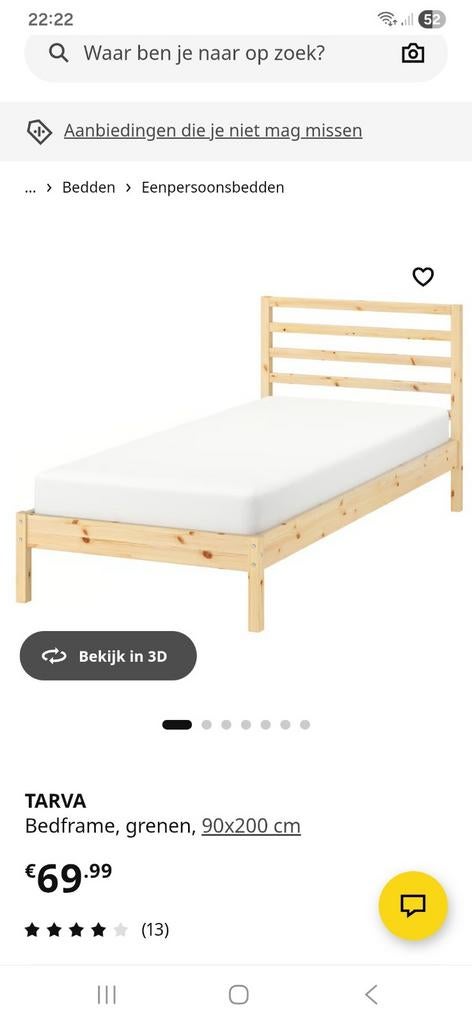Ikea 1 persoons bed, Huis en Inrichting, Ophalen, 90 cm, Eenpersoons, Wit