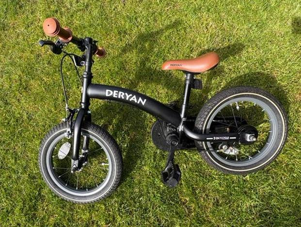 Deryan 3-in-1 Fiets: Loopfiets, Driewieler & Fiets in één, Ophalen, Gebruikt, Velgrem, Minder dan 16 inch