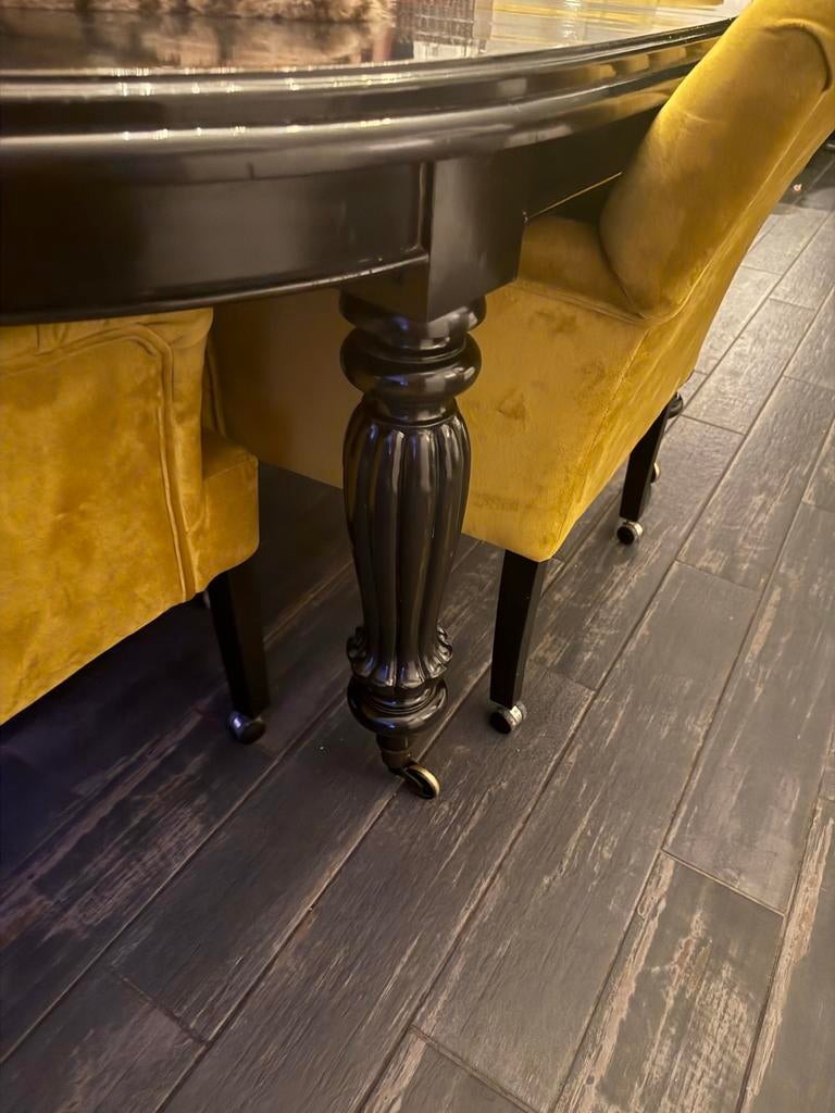 Elegante ovale eettafel - Zwart hout met glazen blad, Ophalen