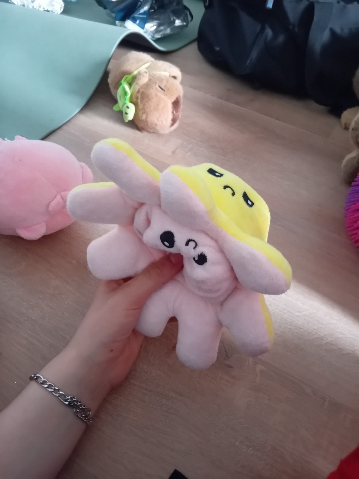 Omkeerbare Octopus Knuffel - Geel/Roze, Ophalen, Overige merken, Overige typen, Zo goed als nieuw