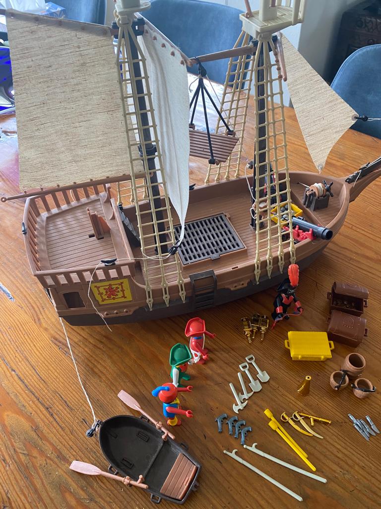 Playmobil vintage Piratenschip. zonder verpakking., Ophalen of Verzenden, Gebruikt, Complete set