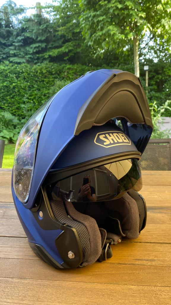 Shoei Neotec II Systeemhelm - Mat Blauw maat M, Motoren, M, Systeemhelm, Heren, Ophalen of Verzenden