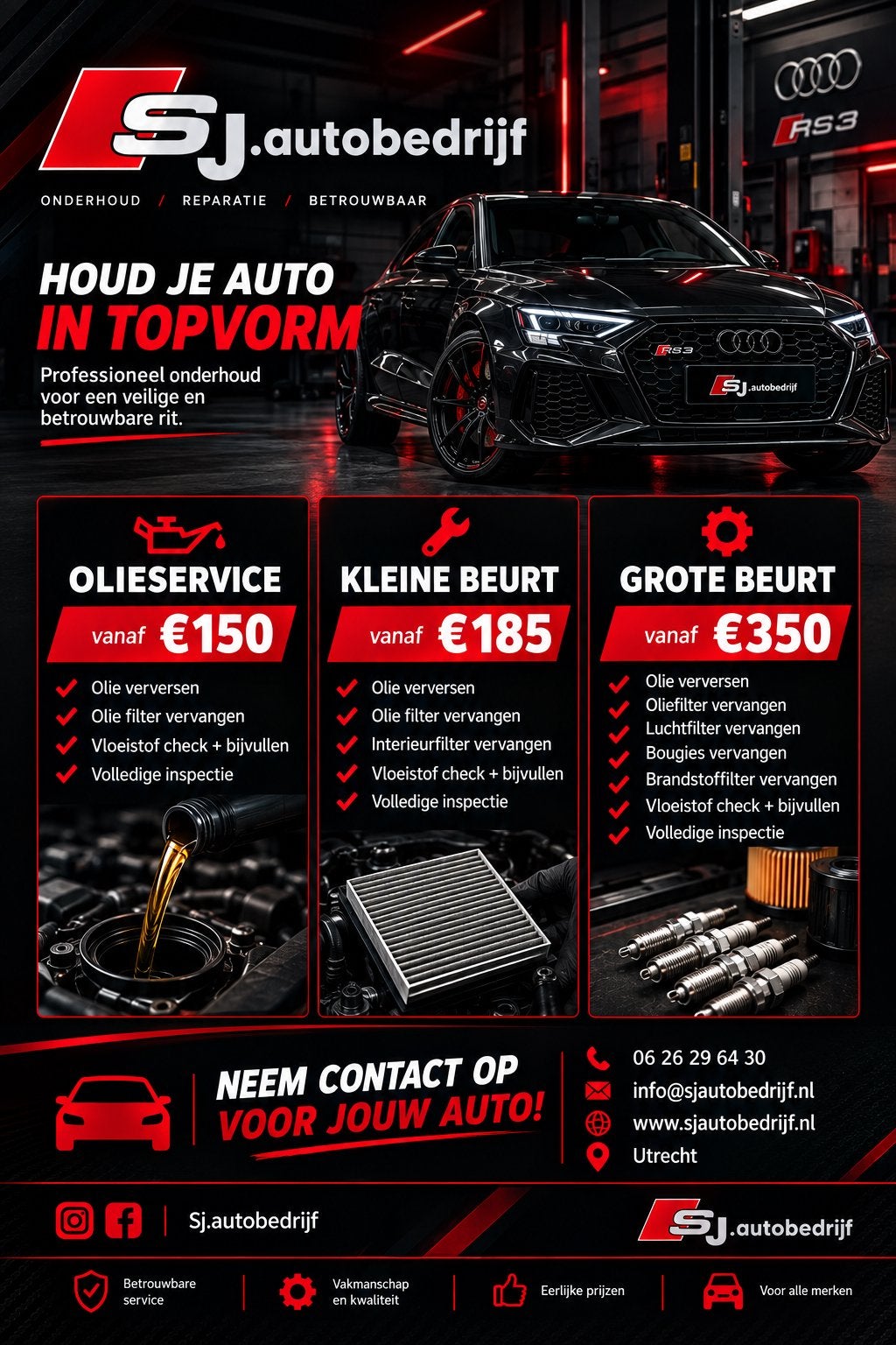 Voordelig onderhoudsbeurt aan u auto!, Ophalen