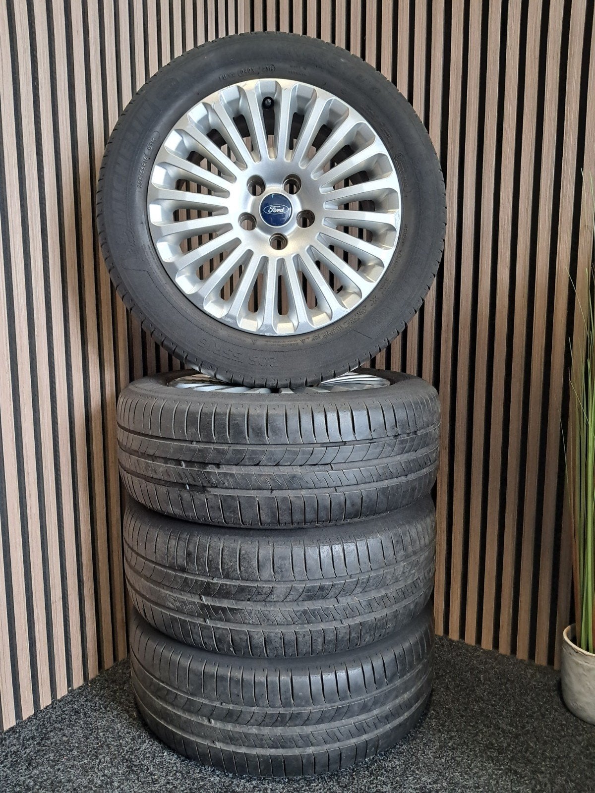 16 inch 5x108 Ford velgenset met zomerbanden, Ophalen, Gebruikt, Banden en Velgen, 205 mm