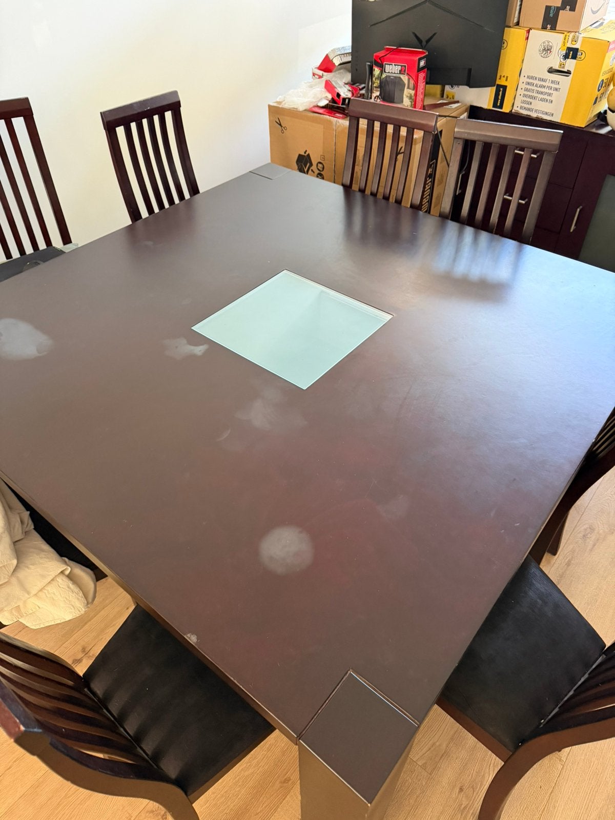 Dining table and cupboard, Huis en Inrichting, Ophalen, Gebruikt, 4 tot 6 stoelen