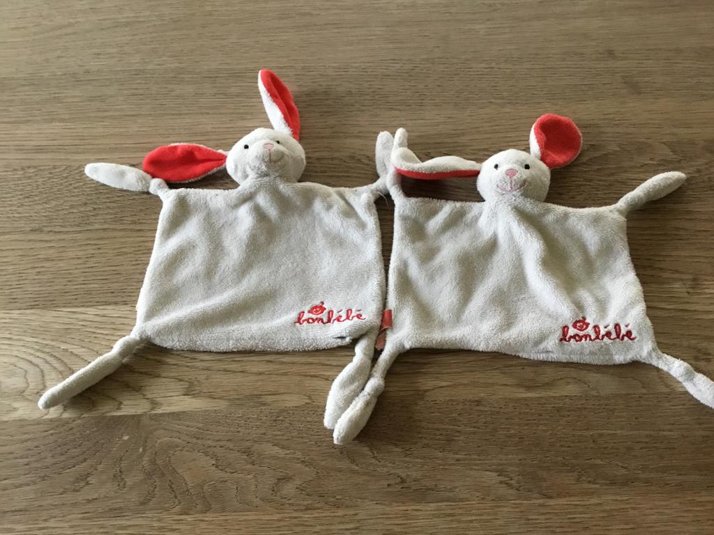 2 knuffeldoekjes konijn baby - Bonbébé, Ophalen, Gebruikt, Overige typen