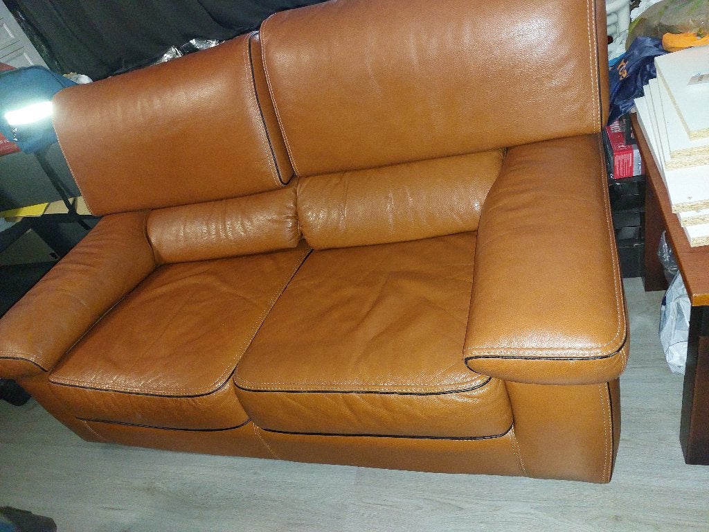 2 zits bankstel congac kleur, Ophalen, Minder dan 75 cm, 150 tot 200 cm, Tweepersoons