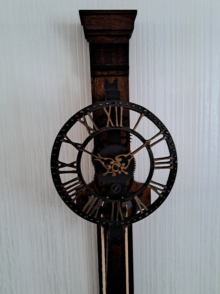 Warmink skeletklok op eikenhouten achterplank, Antiek en Kunst, Ophalen