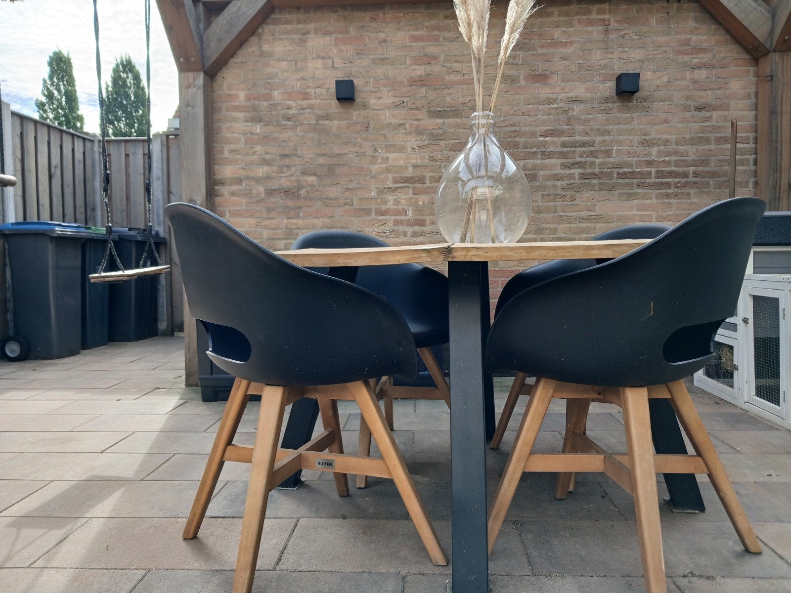 Ronde tuintafel met 4 stoelen, Ophalen, Gebruikt, Rond, Teakhout