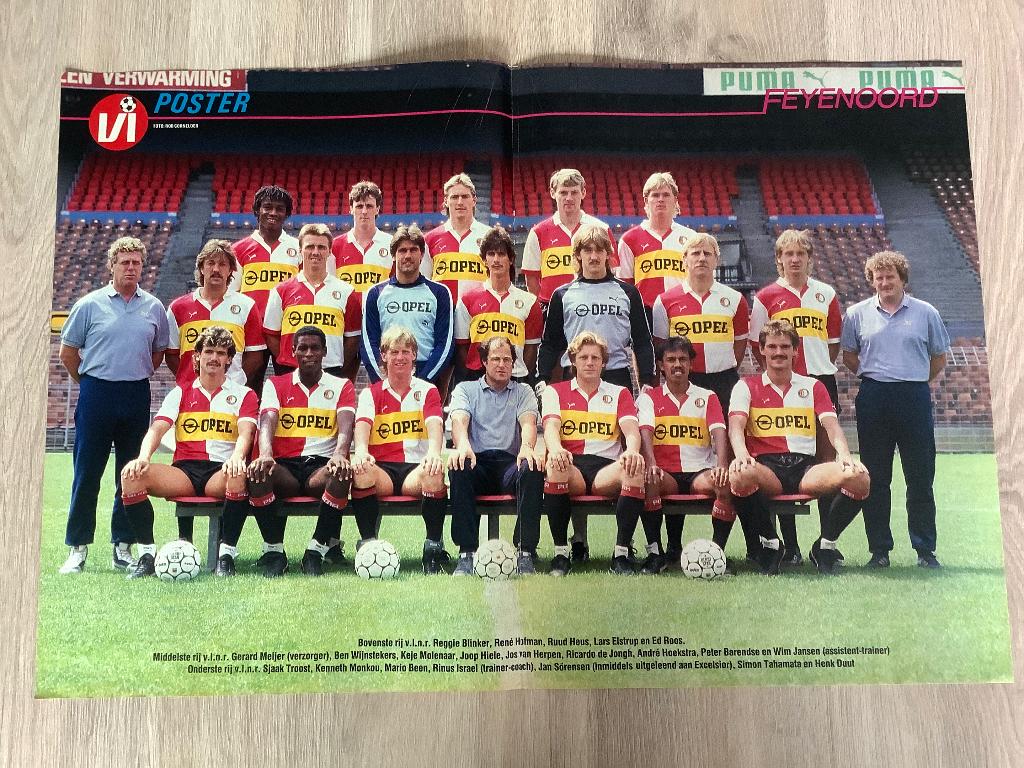 Poster Feyenoord Half Jaren 80, Ophalen of Verzenden, Zo goed als nieuw, Feyenoord, Poster, Plaatje of Sticker