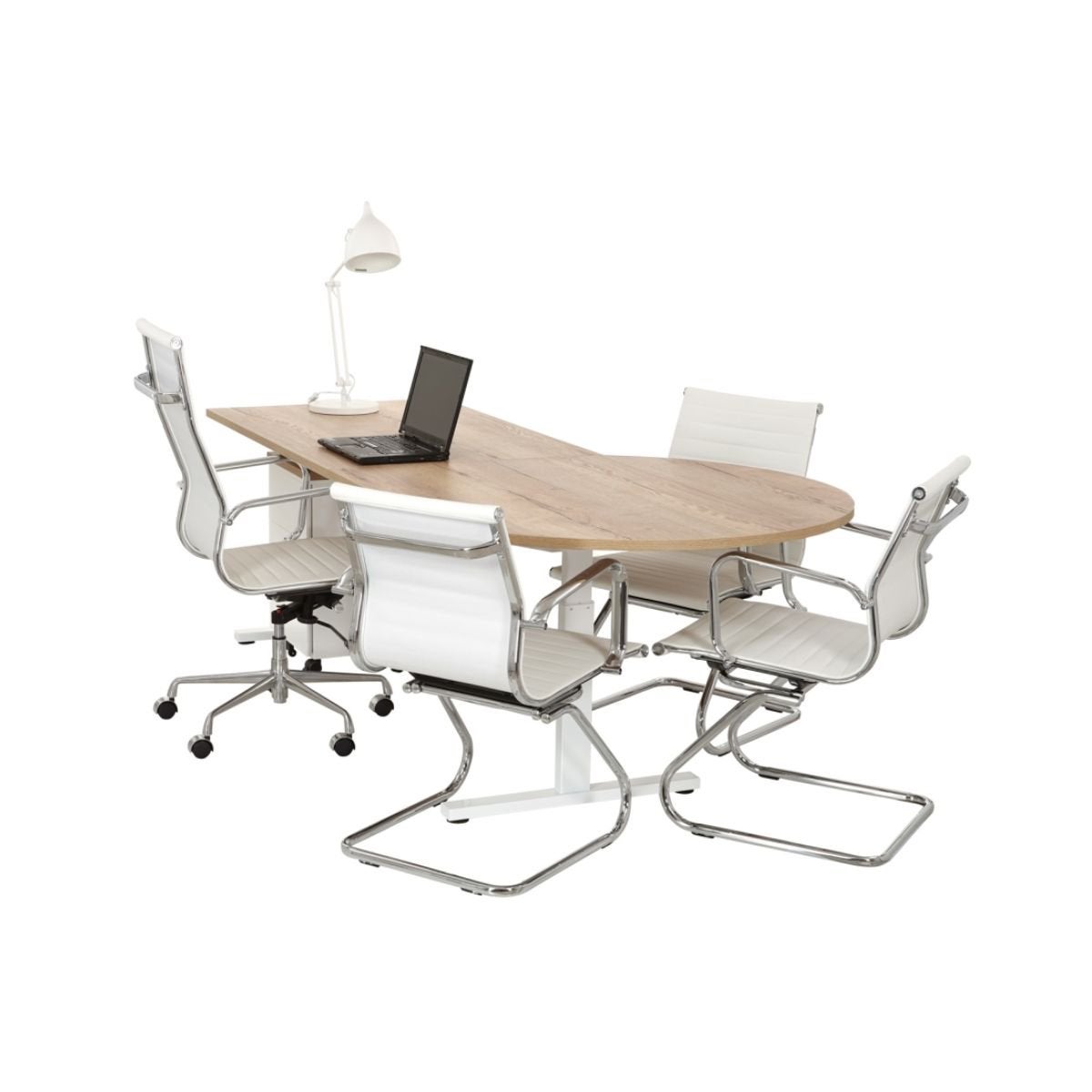 Bureau met vergaderstuk TUBE wit-eiken, Huis en Inrichting, Bureaus, Ophalen