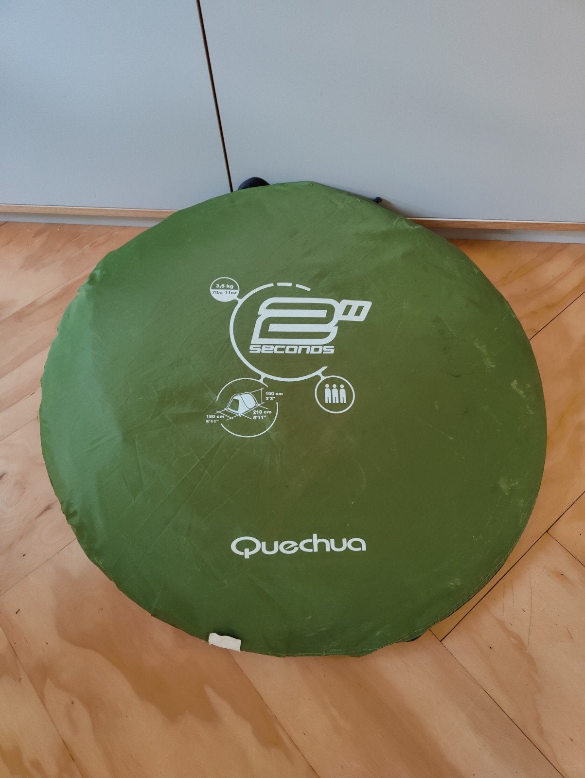 Quechua 2 Seconds tent voor 3 personen - Groen, Ophalen of Verzenden, Gebruikt, Tot en met 3