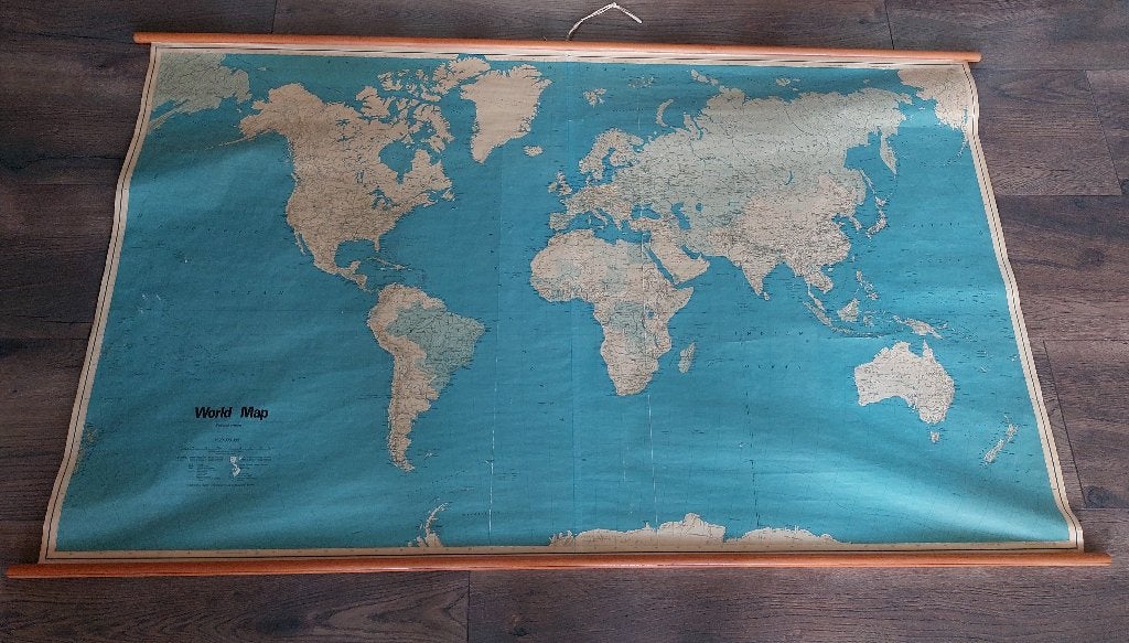 Schoolkaart wereld/schoolplaat/wereldkaart, groot, Ophalen, Aardrijkskunde