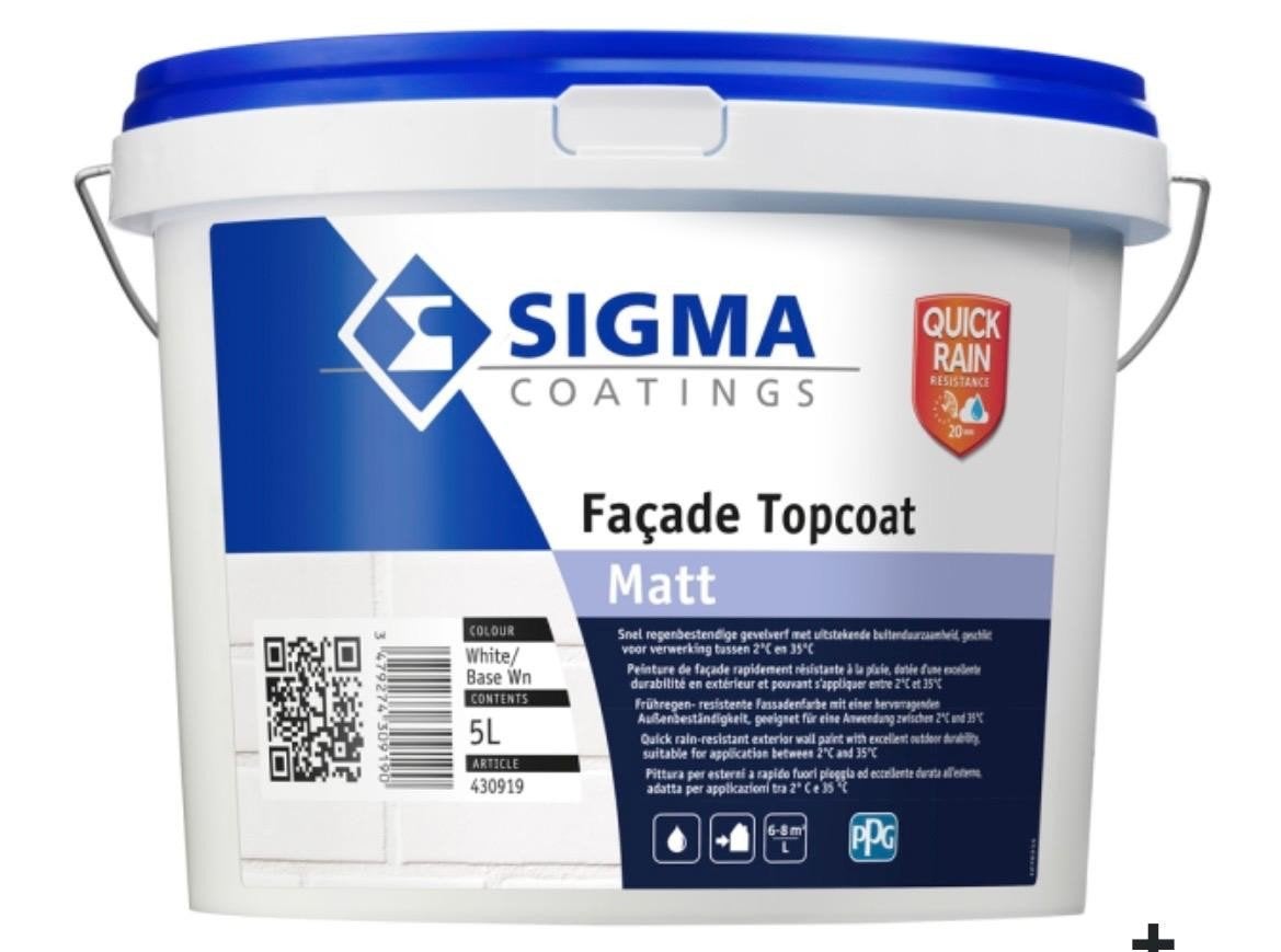 Sigma Façade Topcoat Matt - 10L Witte Gevelverf, Ophalen, Nieuw, Wit