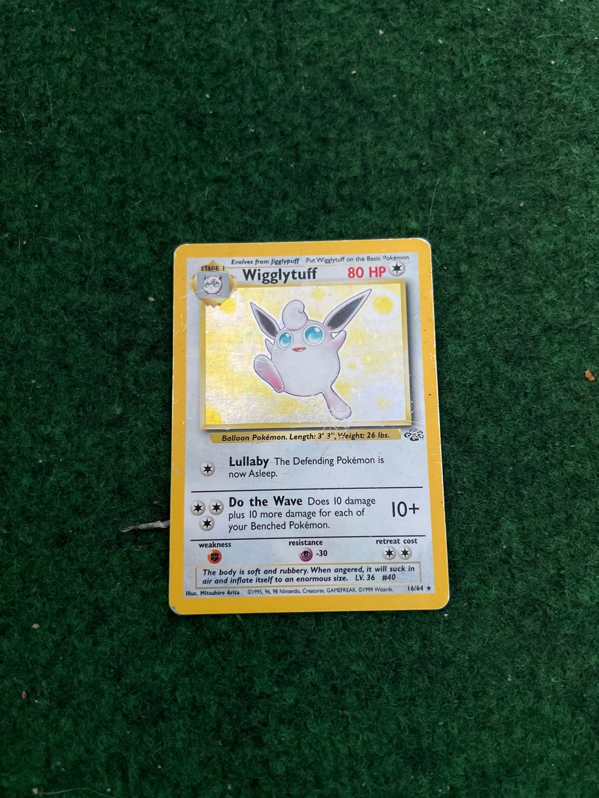 Wigglytuff Jungle Pokémon Kaart 1999 (Engels), Ophalen of Verzenden, Gebruikt, Losse kaart, Foil