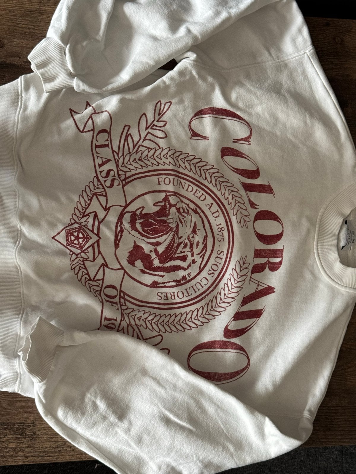 Bershka Witte College Sweatshirt Colorado Maat S, Wit, Ophalen of Verzenden, Zo goed als nieuw, Lange mouw