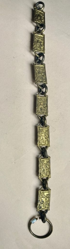 Brons verguld antieke ketting met vogel afbeelding, Ophalen of Verzenden