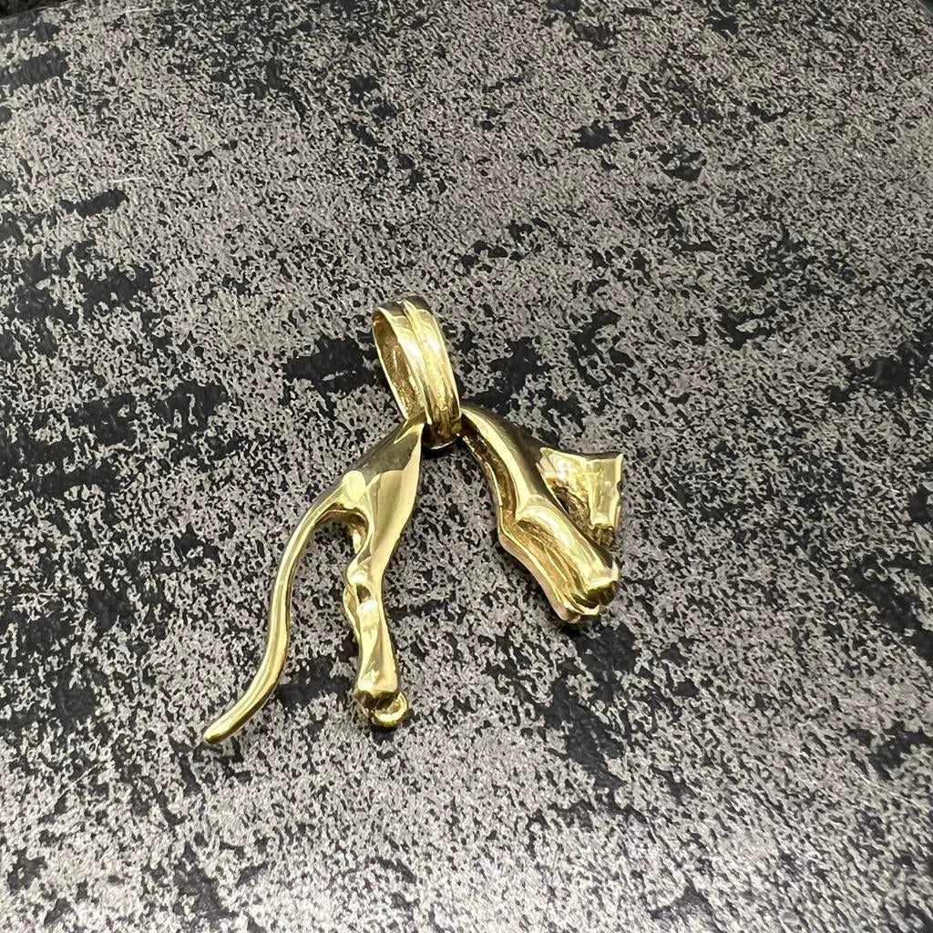 14k gouden hanger panter model massief, Ophalen of Verzenden, Nieuw, Goud, Kruis of Symbool
