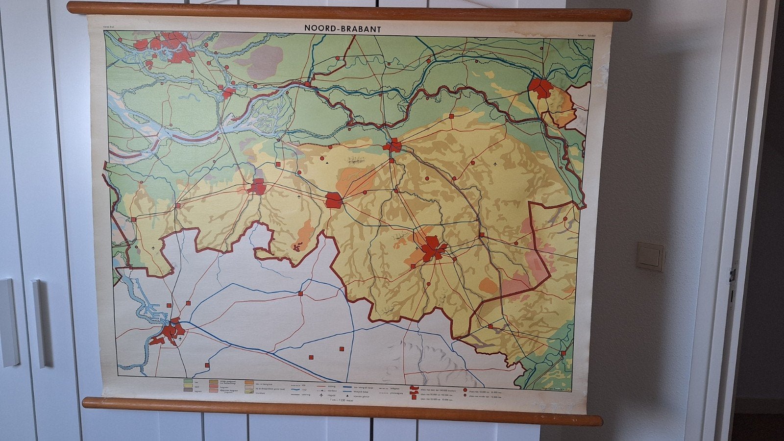Vintage Schoolkaart Noord-Brabant, Antiek en Kunst, Ophalen of Verzenden, Aardrijkskunde