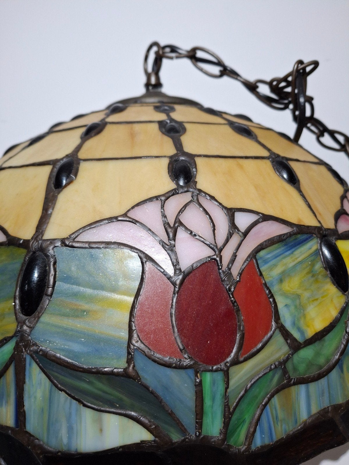 Tiffany Stijl Hanglamp met Tulpenmotief, Ophalen of Verzenden