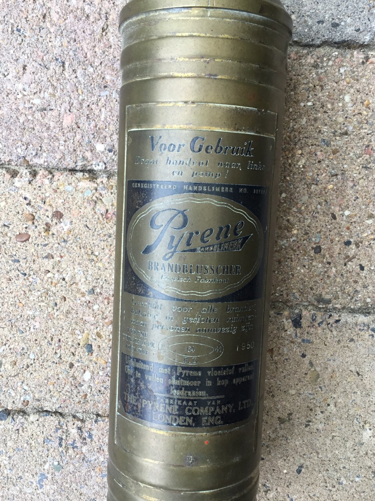 Vintage Pyrene brandblusser - koper/messing, Ophalen of Verzenden, Gebruikt, Brandblusser