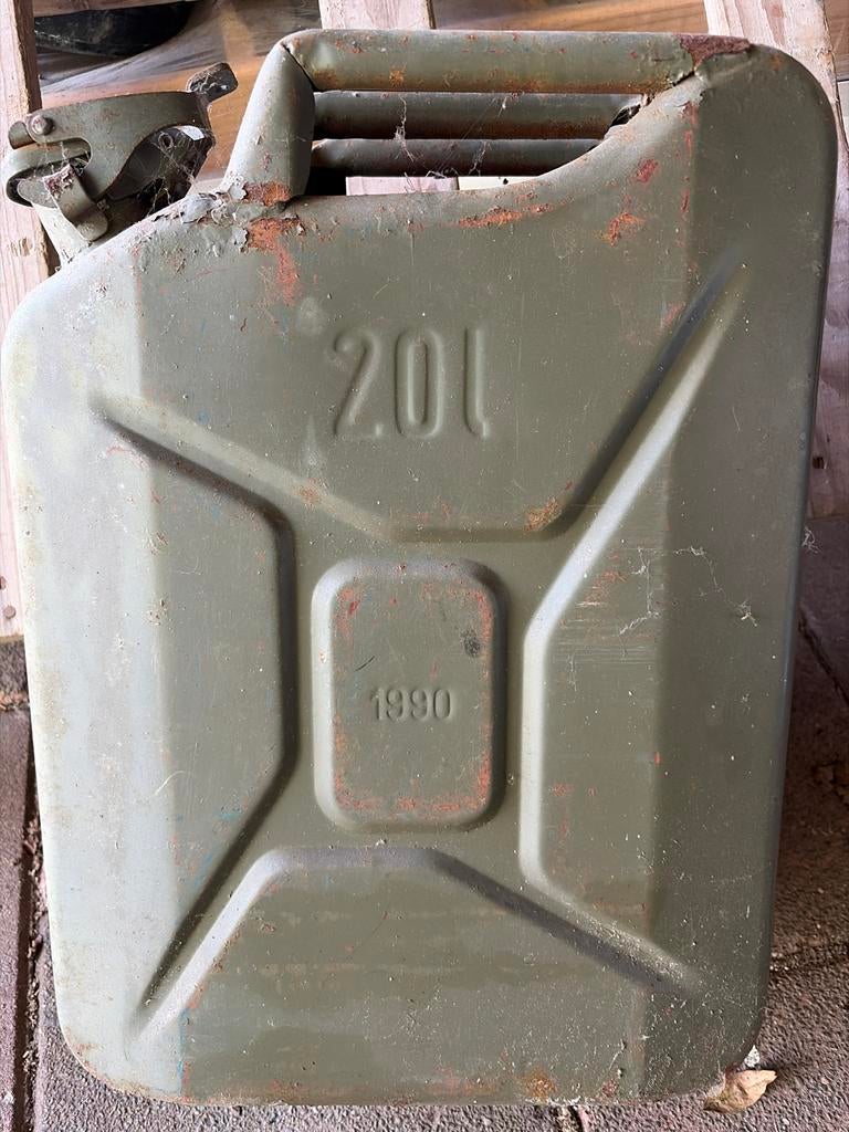 Vintage Jerrycan 20L uit 1990 - Perfect voor Oldtimer Jeep, Ophalen of Verzenden