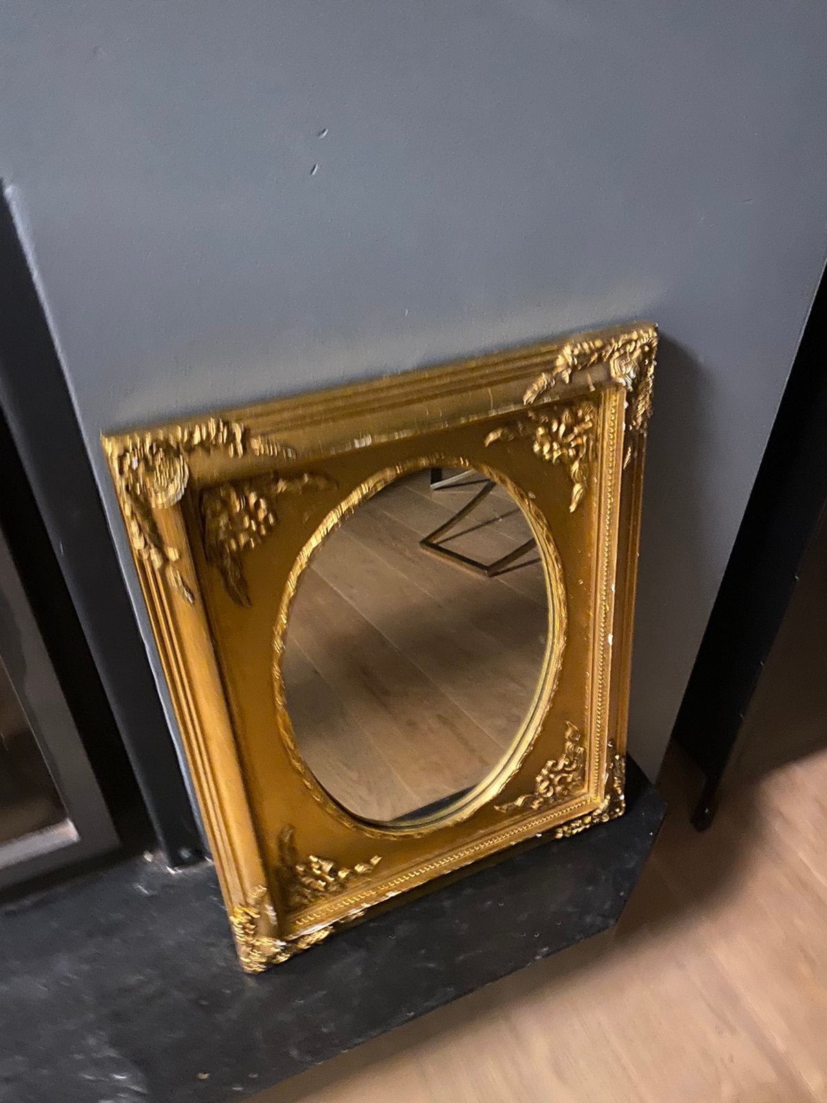 Antiek barok spiegel vintage goud frame ovaal zeer mooi, Verzenden, Ovaal