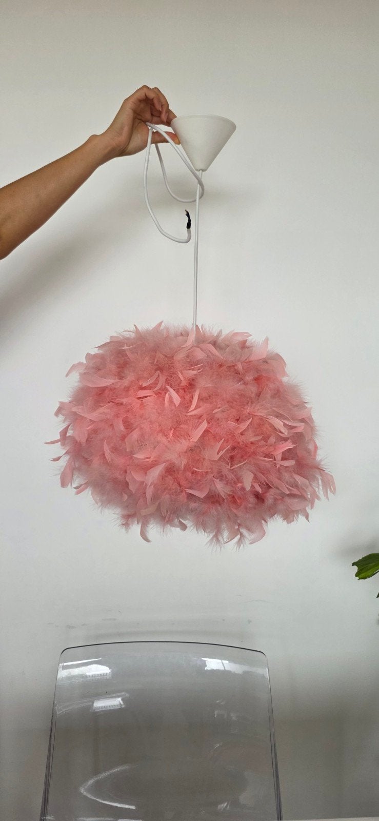 Roze Veren Plafondlamp - Sfeervolle Verlichting, Modern, Romantisch, Speels, Gebruikt, Textiel, E27 (groot)