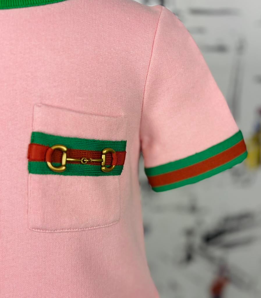 Gucci roze jersey jurk met horsebit maat 4 (450 euro), Gucci EU, Zo goed als nieuw, Jurk of Rok, Custeromercare@gucci.com