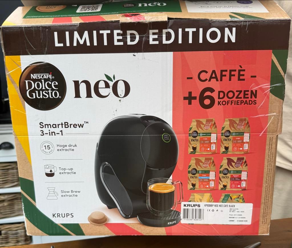 Nescafé Dolce Gusto Neo Koffiemachine + 6 Dozen Pads, Ophalen, Koffiepads en cups, 1 kopje, Koffiemachine