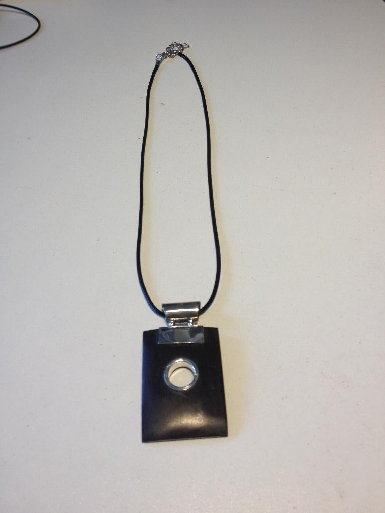 Houten hanger met zilver + ketting (Indonesie), Verzenden, Nieuw, Zilver, Overige materialen