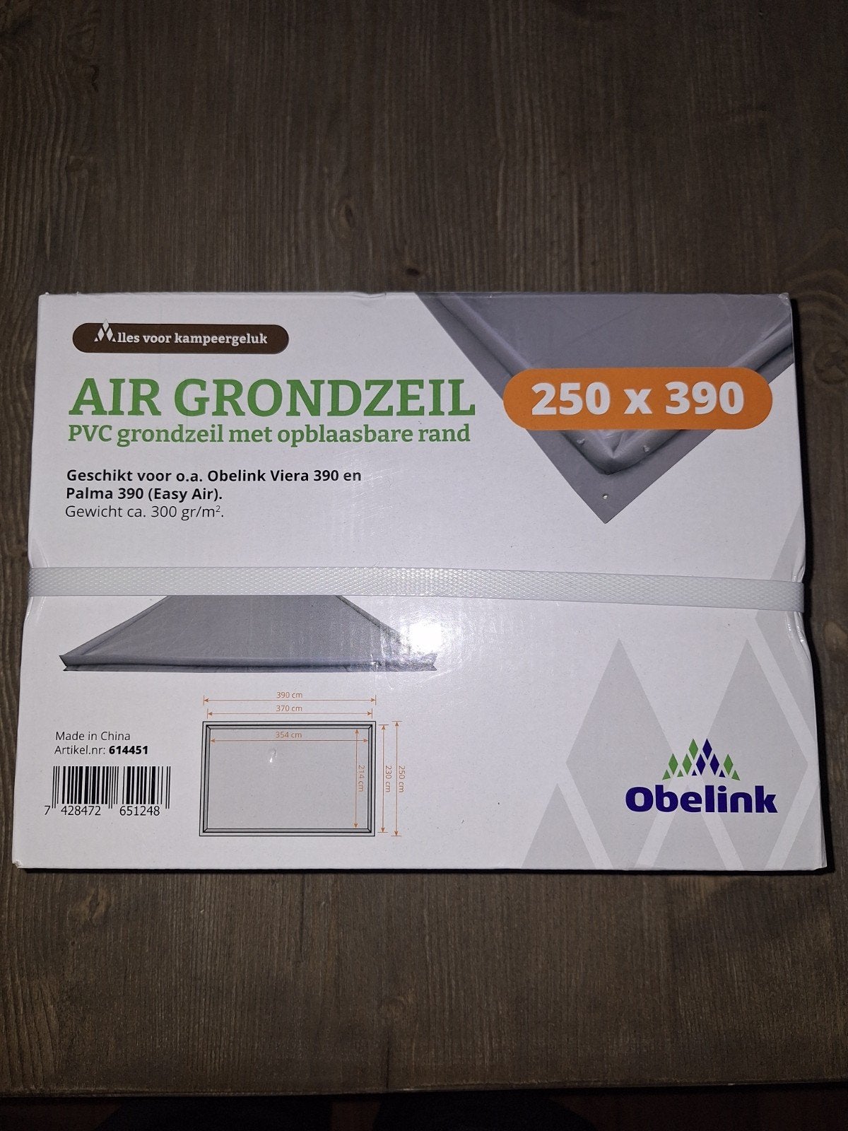 Obelink Air Grondzeil PVC 250x390 met opblaasbare rand, Caravans en Kamperen, Ophalen of Verzenden, Nieuw